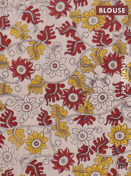 Narayanpet cotton saree red  and beige with plain body and thread woven border