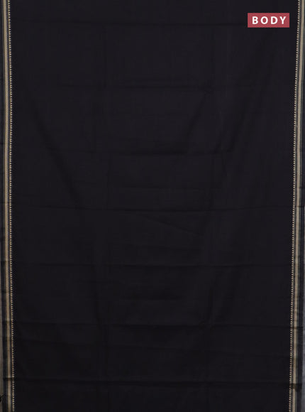 Narayanpet cotton saree black and pink with plain body and thread woven border