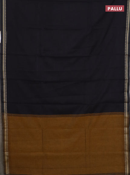 Narayanpet cotton saree black and pink with plain body and thread woven border