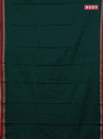 Narayanpet cotton saree green and maroon with plain body and thread woven border