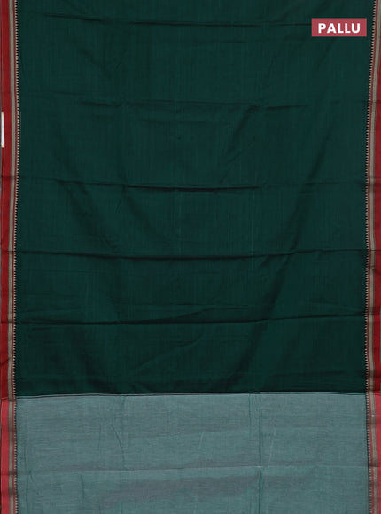 Narayanpet cotton saree green and maroon with plain body and thread woven border