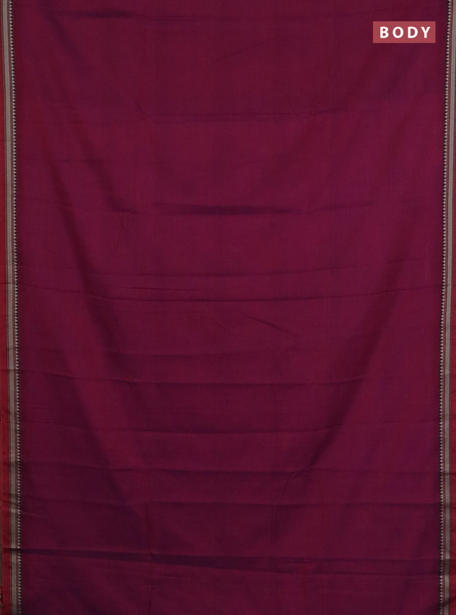 Narayanpet cotton saree purple and beige with plain body and thread woven border