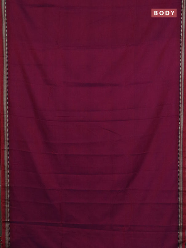 Narayanpet cotton saree purple and beige with plain body and thread woven border