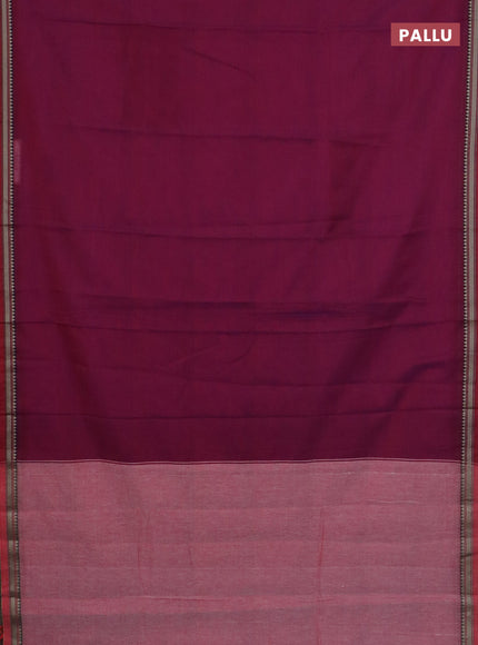 Narayanpet cotton saree purple and beige with plain body and thread woven border