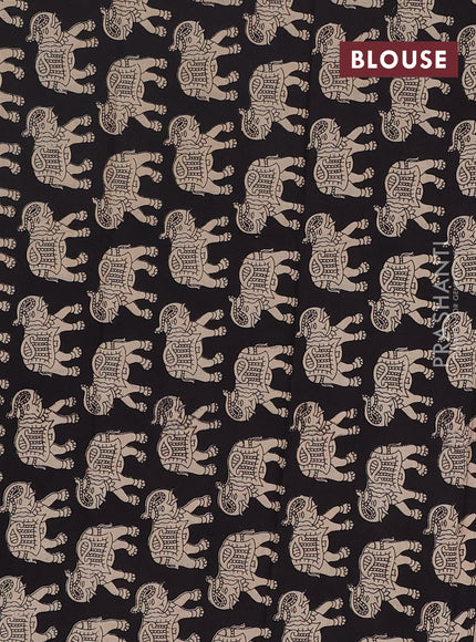 Narayanpet cotton saree chikku shade and black with plain body and thread woven border