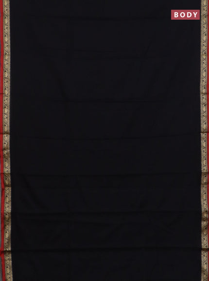 Narayanpet cotton saree black and deep maroon with plain body and thread woven border