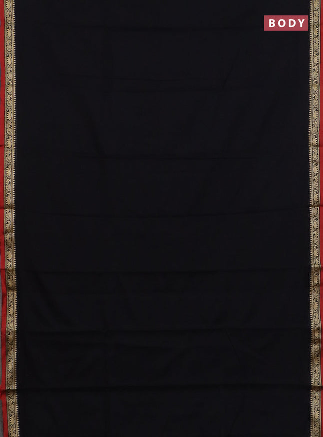 Narayanpet cotton saree black and deep maroon with plain body and thread woven border