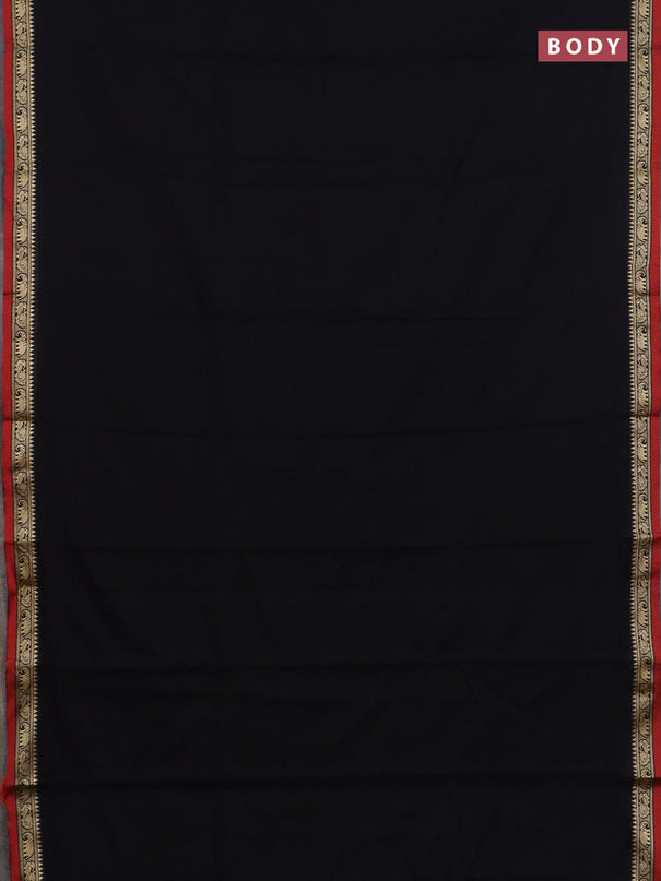 Narayanpet cotton saree black and deep maroon with plain body and thread woven border