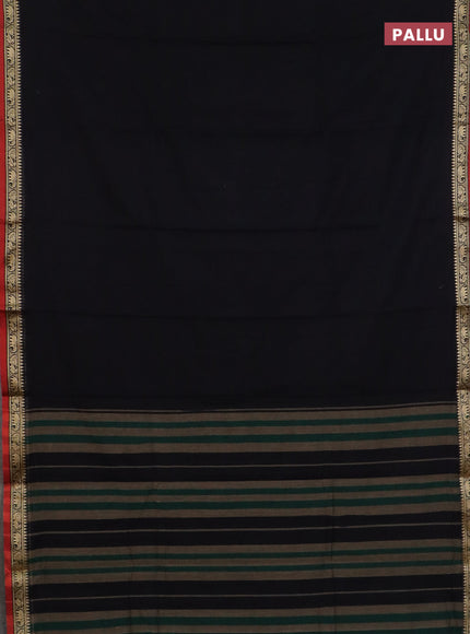 Narayanpet cotton saree black and deep maroon with plain body and thread woven border