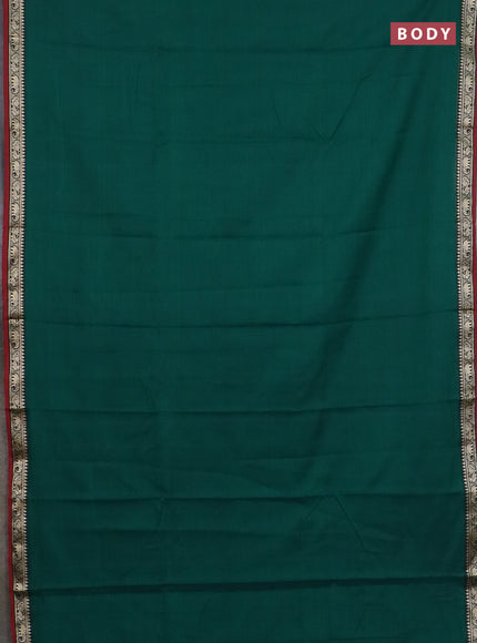 Narayanpet cotton saree green and deep maroon with plain body and thread woven border