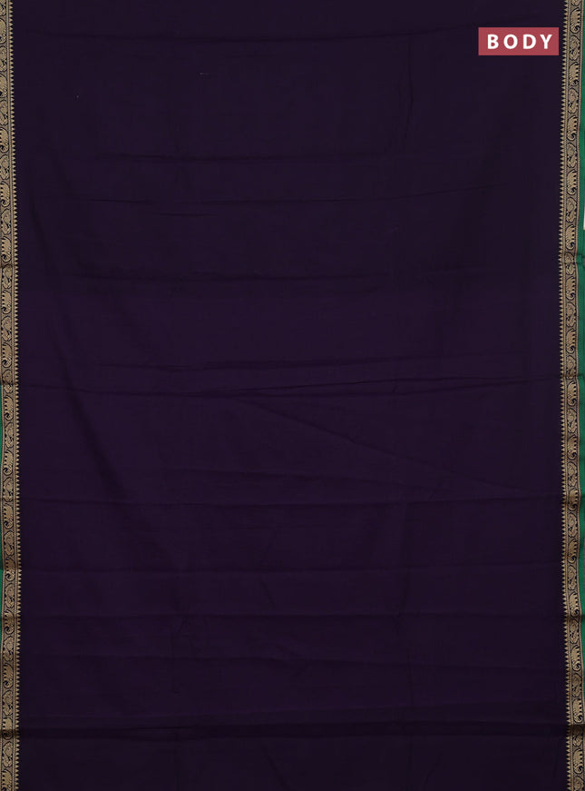 Narayanpet cotton saree violet and orange with plain body and thread woven border