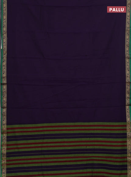 Narayanpet cotton saree violet and orange with plain body and thread woven border