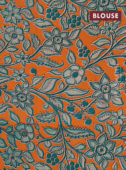 Narayanpet cotton saree violet and orange with plain body and thread woven border