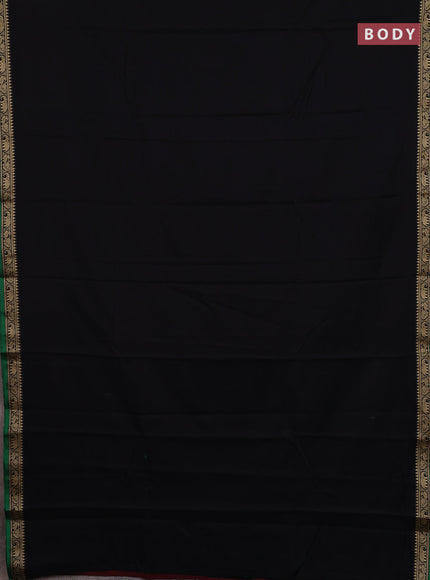Narayanpet cotton saree black and beige with plain body and thread woven border