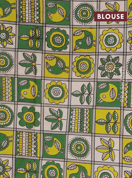 Narayanpet cotton saree light green and beige with plain body and thread woven border