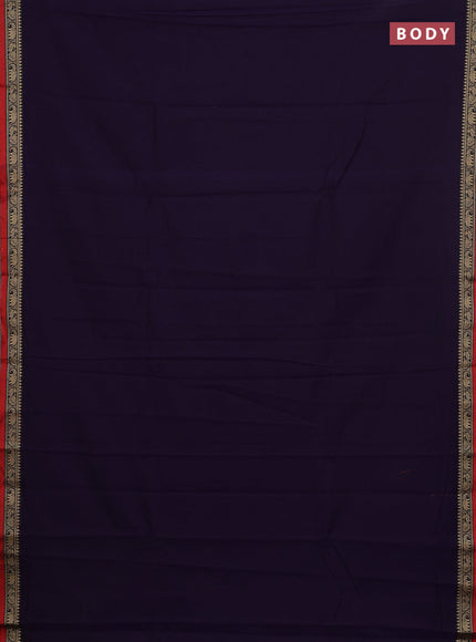 Narayanpet cotton saree violet and yellow with plain body and thread woven border