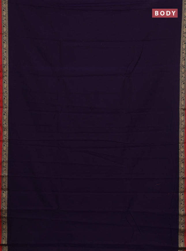 Narayanpet cotton saree violet and yellow with plain body and thread woven border