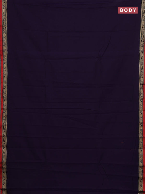 Narayanpet cotton saree violet and yellow with plain body and thread woven border