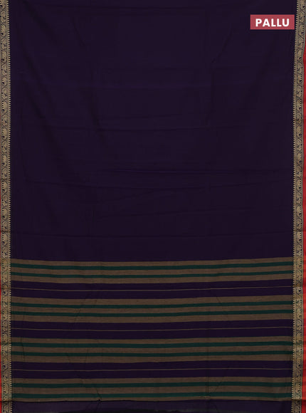 Narayanpet cotton saree violet and yellow with plain body and thread woven border