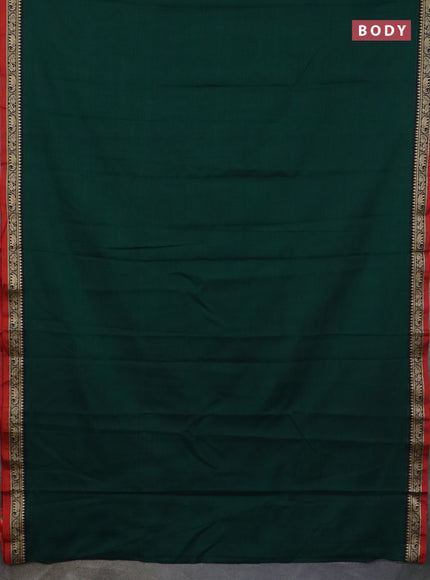 Narayanpet cotton saree bottle green and maroon with plain body and thread woven border