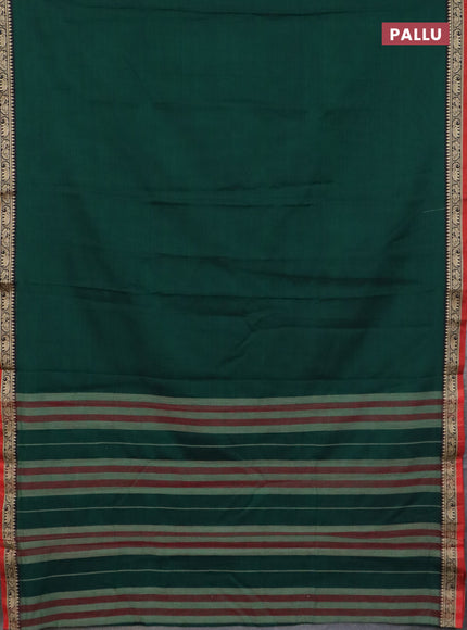 Narayanpet cotton saree bottle green and maroon with plain body and thread woven border