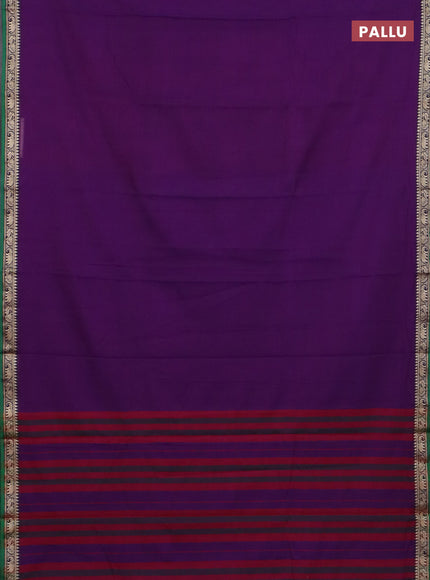 Narayanpet cotton saree violet and pink with plain body and thread woven border