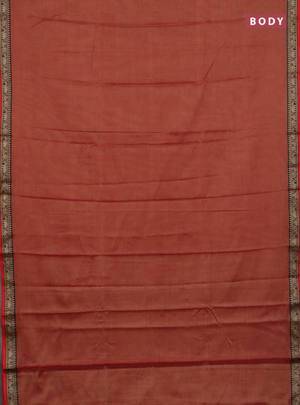 Narayanpet cotton saree red shade and beige with plain body and thread woven border
