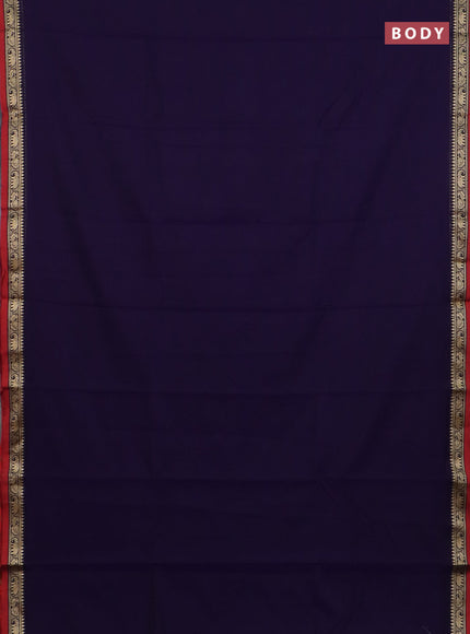 Narayanpet cotton saree violet and beige with plain body and thread woven border