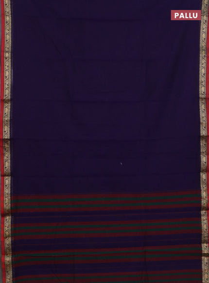 Narayanpet cotton saree violet and beige with plain body and thread woven border