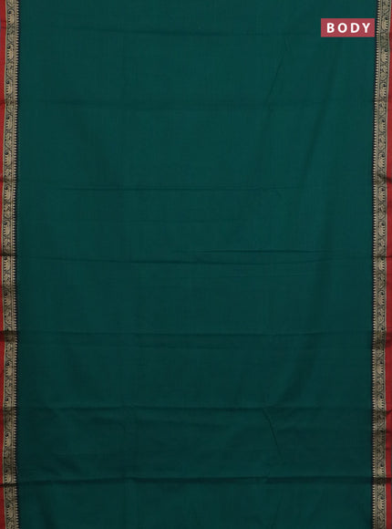 Narayanpet cotton saree green and orange with plain body and thread woven border