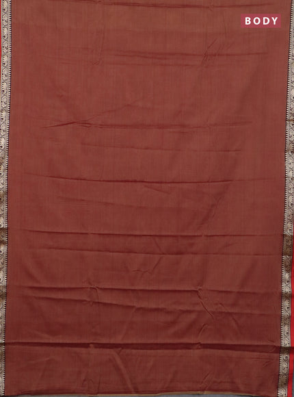 Narayanpet cotton saree rust shade and red with plain body and thread woven border