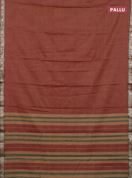 Narayanpet cotton saree rust shade and red with plain body and thread woven border