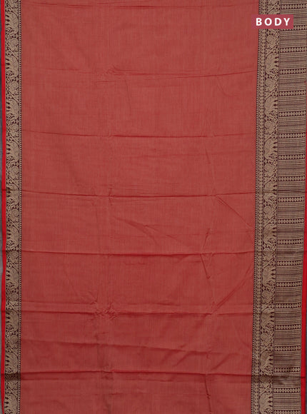 Narayanpet cotton saree red shade and maroon with plain body and long thread woven border