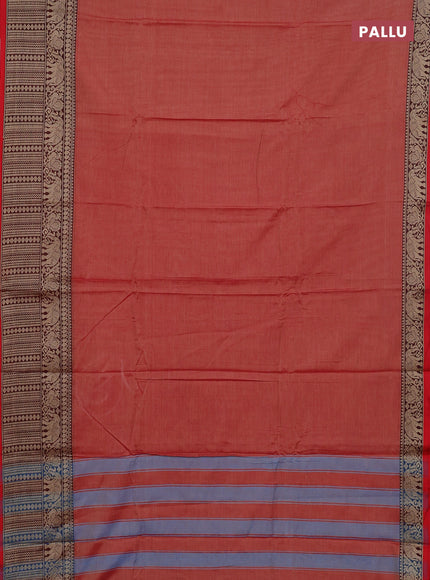 Narayanpet cotton saree red shade and maroon with plain body and long thread woven border