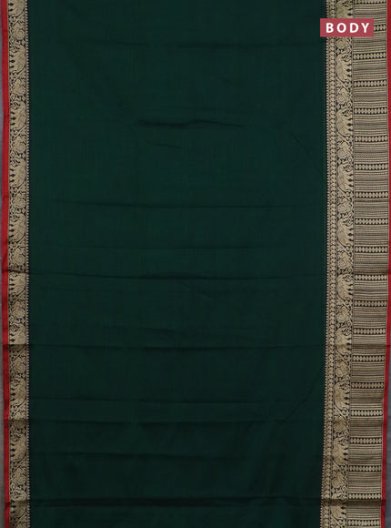 Narayanpet cotton saree green and maroon with plain body and long thread woven border