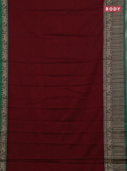 Narayanpet cotton saree deep maroon and peacocck blue with plain body and long thread woven border