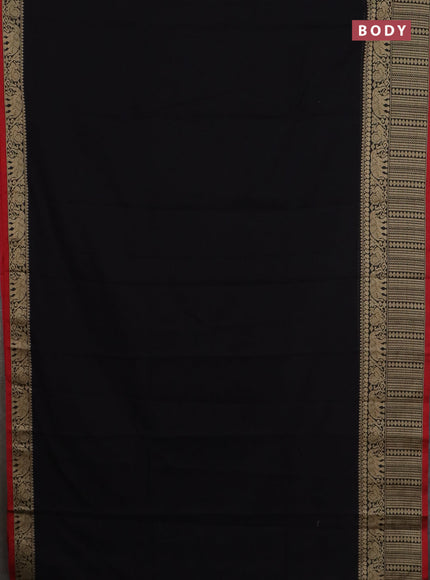 Narayanpet cotton saree black and maroon with plain body and long thread woven border