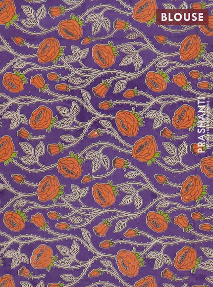 Narayanpet cotton saree yellow and violet with plain body and long thread woven border