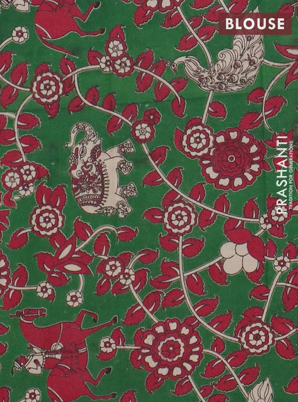 Narayanpet cotton saree red and green with plain body and long thread woven border