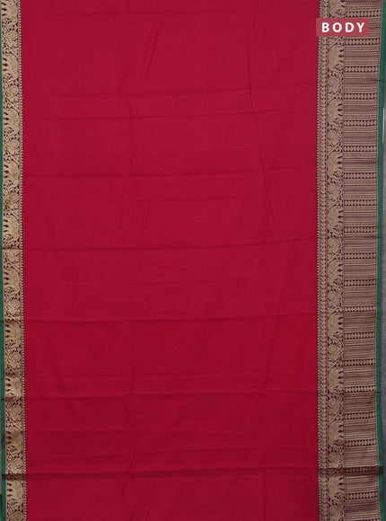 Narayanpet cotton saree dark pink and cs blue with plain body and long thread woven border