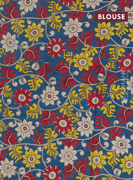 Narayanpet cotton saree dark pink and cs blue with plain body and long thread woven border