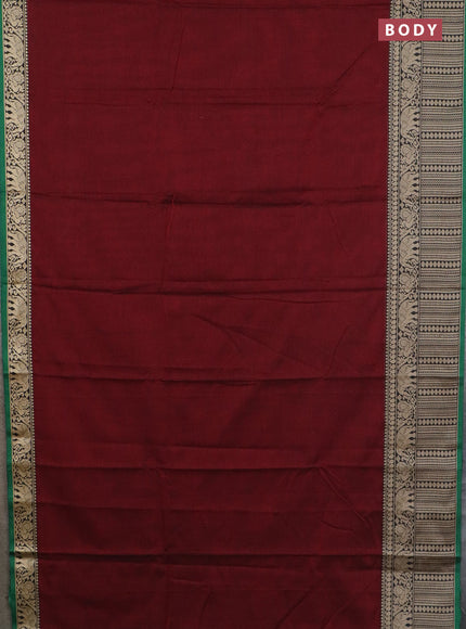 Narayanpet cotton saree deep maroon and yellow with plain body and long thread woven border