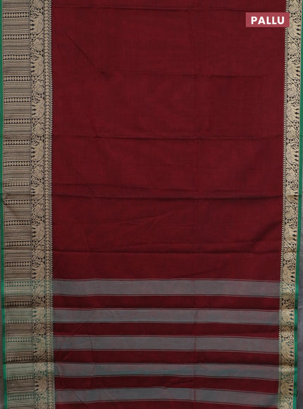 Narayanpet cotton saree deep maroon and yellow with plain body and long thread woven border