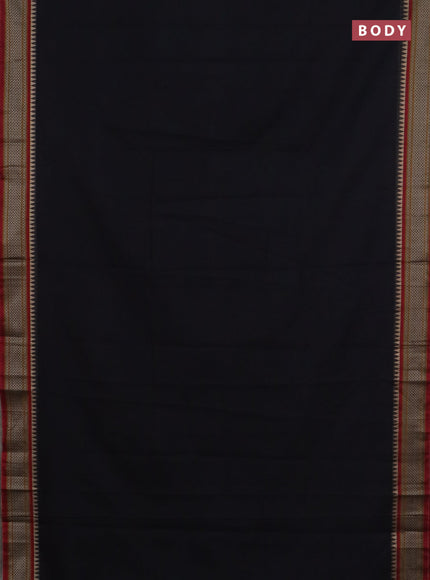 Narayanpet cotton saree black and maroon with plain body and thread woven border