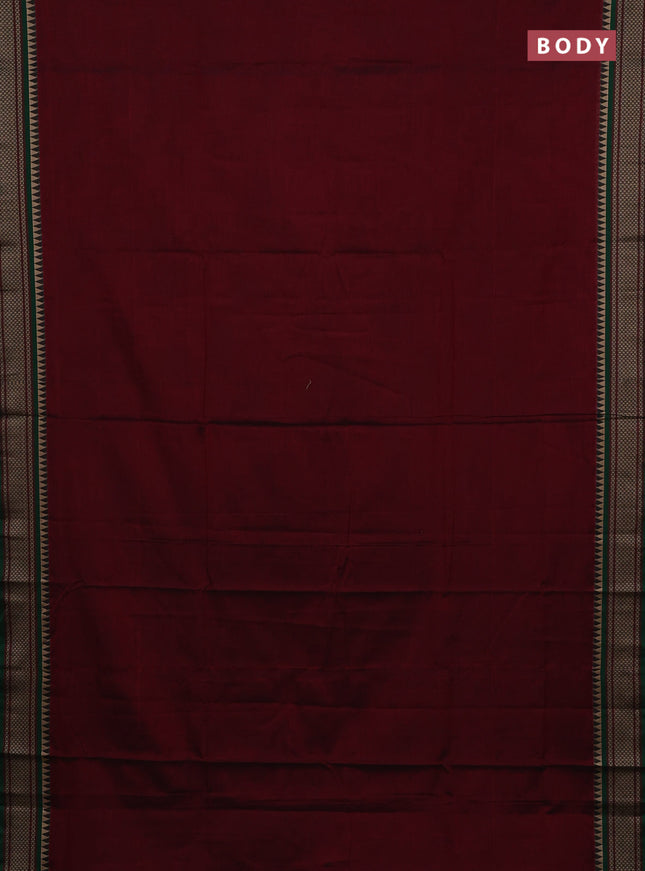 Narayanpet cotton saree deep maroon and maroon with plain body and thread woven border