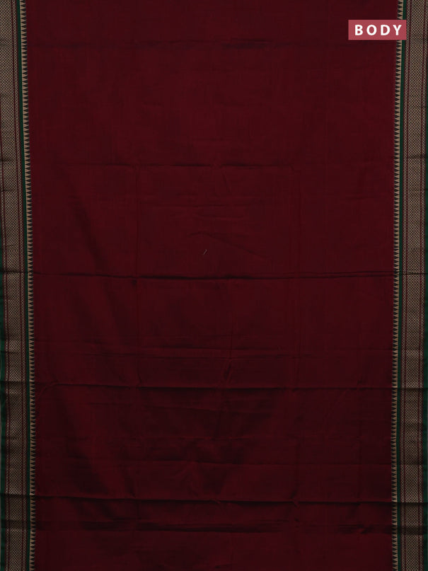 Narayanpet cotton saree deep maroon and maroon with plain body and thread woven border