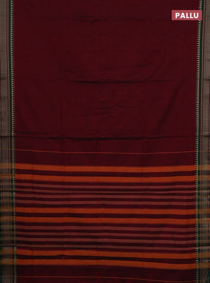 Narayanpet cotton saree deep maroon and maroon with plain body and thread woven border