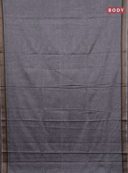 Narayanpet cotton saree grey and orange with plain body and thread woven border