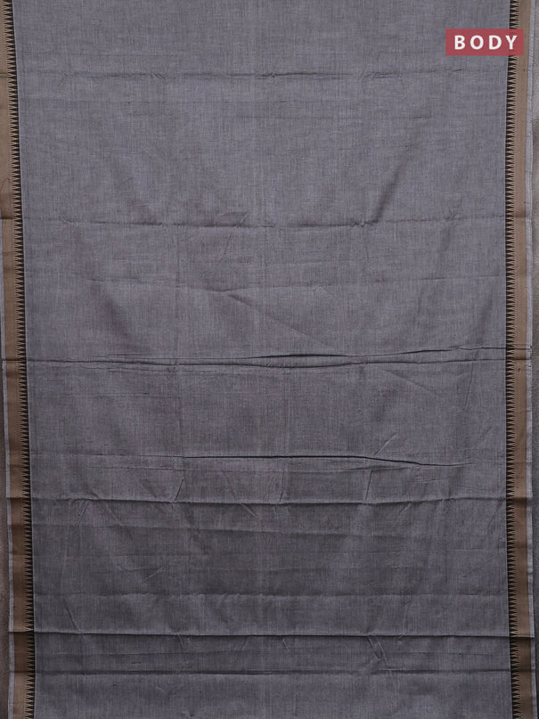 Narayanpet cotton saree grey and orange with plain body and thread woven border