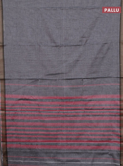 Narayanpet cotton saree grey and orange with plain body and thread woven border